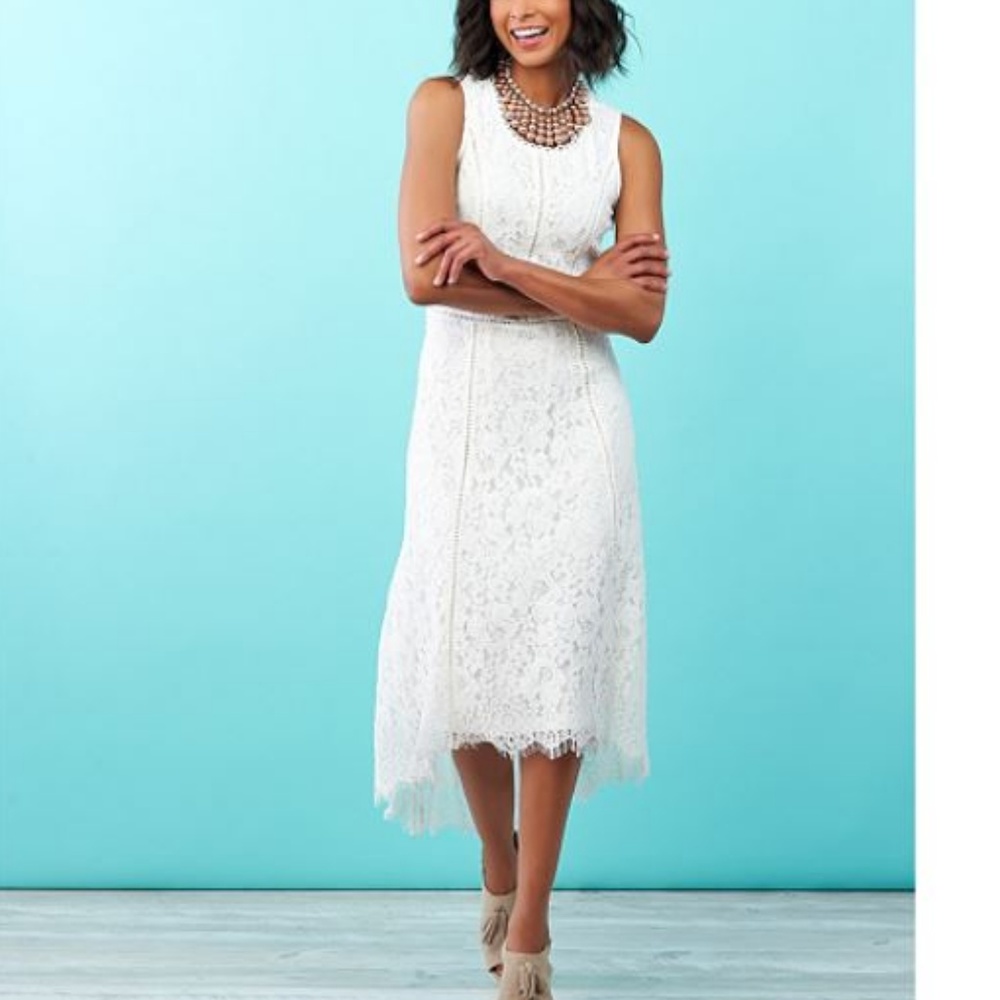 Isaac Mizrahi Live! Petite Hi-Low Lace Maxi Dress - Picture 3 of 3